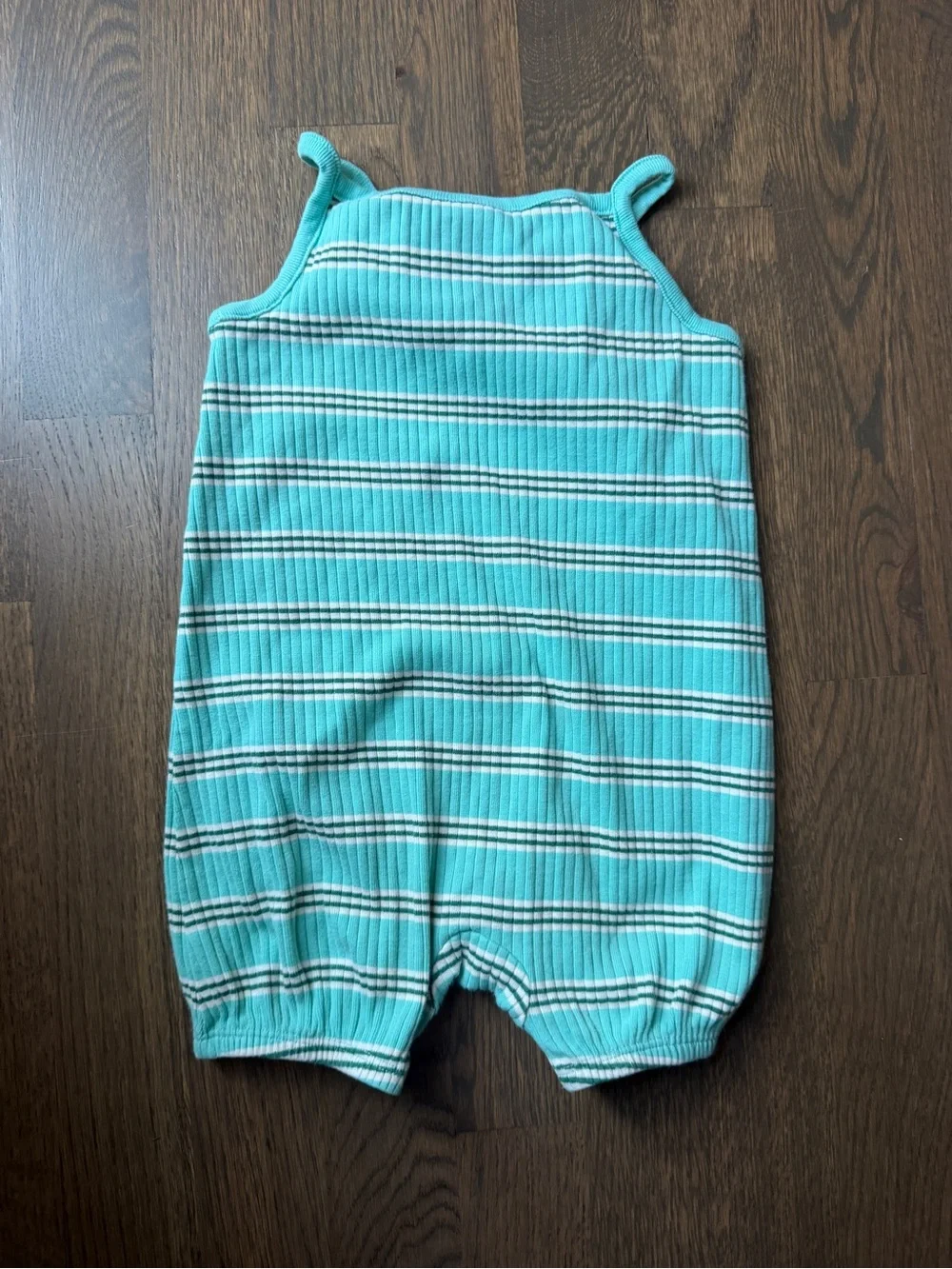 Hanna Andersson Mint Green Striped Ribbed Romper